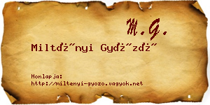 Miltényi Győző névjegykártya